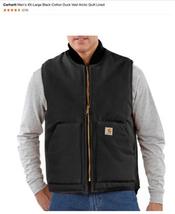 Carhartt Mens XX-Large Black Cotton Duck Vest Arctic Quilt Lined & Medium Black 50% Cotton50% Polyester Midweight Sweatshirt Hooded Pullover Original Fit. See Pictures