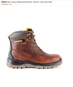 DEWALT Mens Titanium Waterproof Work Boots - Steel Toe - Brown Size 9.5(W). See Pictures