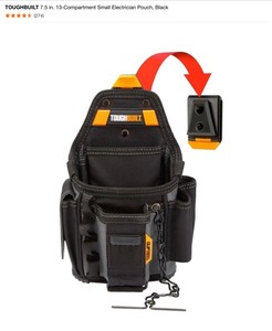 TOUGHBUILT 7.5 in. 13-Compartment Small Electrician Pouch & 7-Pocket Large Technician Pouch  Regular Technician Pouch in Black. See Pictures