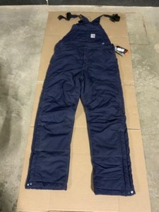 Carhartt Mens 34 in. x 36 in. Dark Navy CottonNylon FR Quick Duck Lined Bib Overall. See Pictures