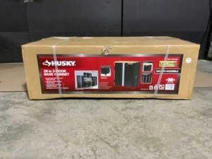Husky Ready-to-Assemble 24-Gauge Steel 2-Door Garage Base Cabinet in Black (28 in. W x 32 in. H x 18 in. D). See Pictures