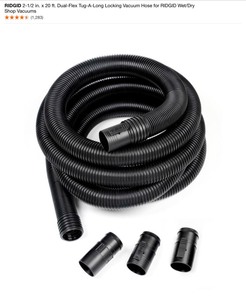RIDGID 2-12 in. x 20 ft. Dual-Flex Tug-A-Long Locking Vacuum Hose & (2-Pack)s of High Effeciency Dust Bags For RIGID Shop Vacuums. See Pictures