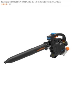 Lawnmaster NO-PULL 200 MPH 370 CFM 26cc Gas with Electronic Start Handheld Leaf Blower. See Pictures