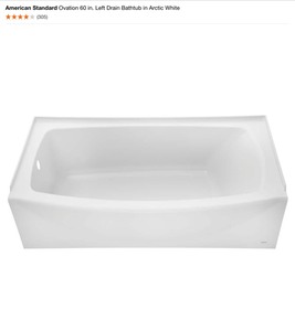 American Standard Ovation 60 in. Left Drain Bathtub in Arctic White. See Pictures