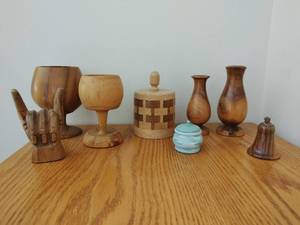 Collection of Hand Carved or Hand Turned Wood Dcor
