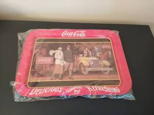 lot 17 image: Vintage Touring Car Coca-Cola Metal Tray