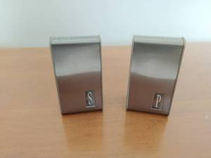 lot 38 image: Vintage Metal Salt & Pepper Shakers