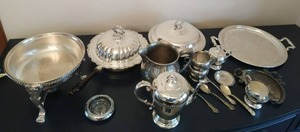 lot 52 image: Collection of Vintage Silverplate & Pewter Items