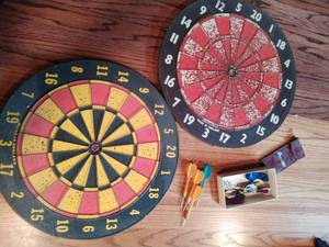 lot 165 image: 2 Dart Boards with Metal-Tipped Darts