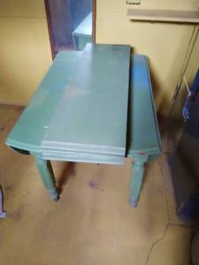 lot 182 image: Vintage Green Kitchen Drop-Leaf Table