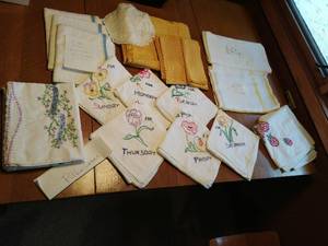 lot 232 image: Collection of Linens- Many Hand Stitched