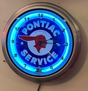lot 9 image: Neon Pontiac Service Wall Clock