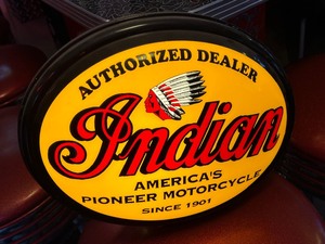 lot 14 image: Light Up Authorized Dealer Indian Americas Pioneer Motorcycles Sign