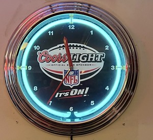 lot 17 image: Circular Light Up - Neon Coors Light Clock