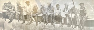 lot 28 image: Lunch atop a Skyscraper Framed Print