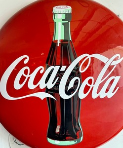 lot 42 image: Large Circular Coca-Cola Plastic Sign