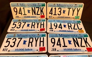 lot 75 image: 12 Minnesota License Plates