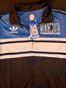 lot 92 image: New Minnesota Timberwolves Zip Up Light Weight Jacket by Adidas