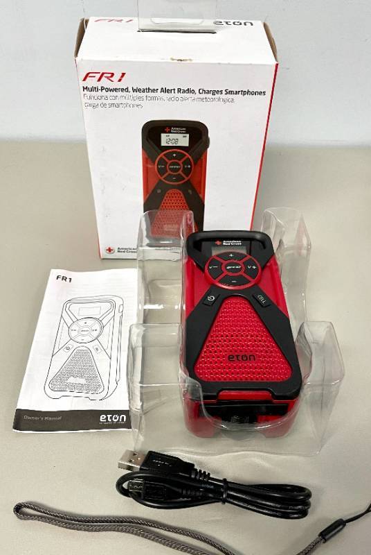 FR1 Emergency Weather Alert Radio with Smartphone Charger &amp Flashlight