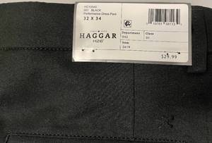 Haggar Mens Performance Black Dress Pants Size 32 x 34&nbsp