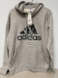 New Adidas Mens Gray Hooded Sweatshirt Size L&nbsp