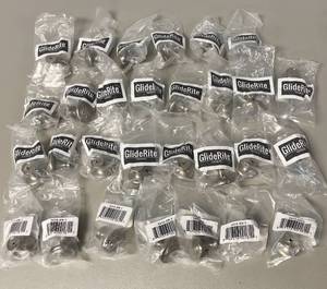 Lot of 31 GlideRite Silver Drawer Pull Knobs