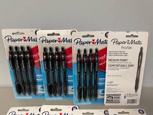 Twelve 4-Packs of Papermate Medium Point Black Pens.&nbsp