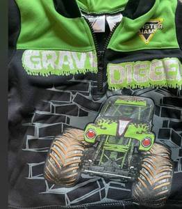 Monster Jam Grave Digger Truck Toddler 12 Zip Sweatshirt Size 2T.