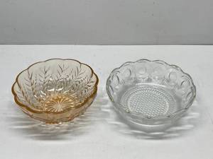 Vintage Mid Century Amber and Crystal Serving Bowl