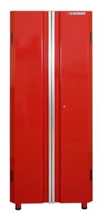 lot 22 image: UNCLIAMED FREIGHT, NEW Husky Ready-to-Assemble 24-Gauge Steel Freestanding Garage Cabinet in Red (30 in. W x 72 in. H x 18 in. D), HOMD30XDB21..