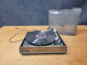 lot 224 image: Vintage Garrard Turntable  Record Player w Book, needles and wood box- Model SL65 - Made in England
