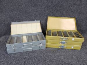 lot 237 image: (5) Vintage Metal Slide File Boxes