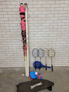 lot 331 image: Badminton Net, Poles, Rackets and More - NO SHIPPING