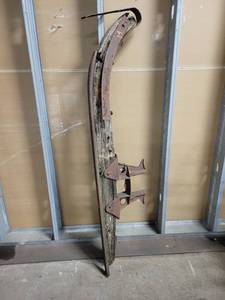 lot 356 image: Antique Wood and Steel Logging Wagon Ski - About 64 Tall - Wood is Rotted - NO SHIPPING