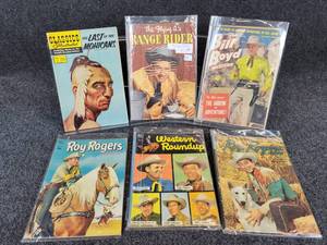 lot 190 image: (6) Vintage Roy Rogers 10 Comic Books, Classics Illustrated 15, Range Rider and More