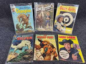 lot 189 image: (6) Vintage Gene Autry 10 Comics, The Cisco Kid, The Lone Ranger and Lash Larue