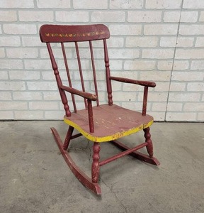 lot 392 image: Vintage Wood Childs Rocking Chair - Seat is about 10 Tall - NO SHIPPING