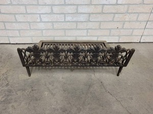 lot 398 image: Nice Cast Iron Fireplace Grate - Measures about 26 x 12 x 11 - NO SHIPPING