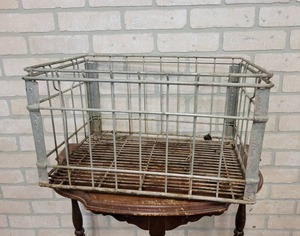 lot 406 image: Vintage Oak Grove Metal Milk Crate - Measures about 18-12 x 12-12 x 11