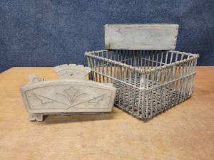 lot 415 image: Vintage Metal Crate (12 x 12 x 7), and Wood Boxes