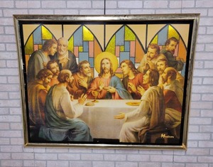 lot 457 image: Very Large Last Supper Picture - Measures 55 x 43 - Has Some Damage - NO SHIPPING