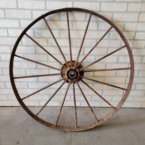 lot 508 image: Antique Steel Wagon Wheel - Yard Art - About 38 Diameter - NO SHIPPING