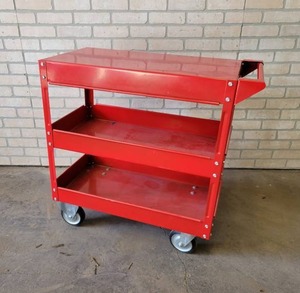 lot 510 image: Metal Rolling 3-Tier Utility Cart - Nice Condition - About 32 x 16 x 32 Tall - NO SHIPPING
