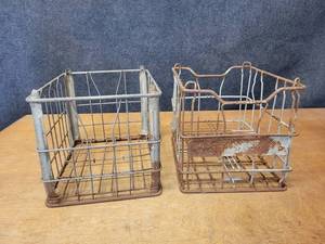 lot 517 image: Vintage Metal Milk Crates - Garden State Farms and  - NO SHIPPING