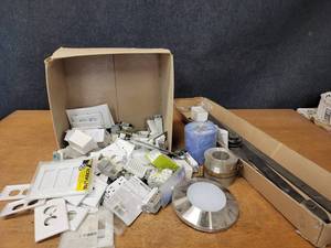 lot 542 image: Large Electrical Lot - Switches, Plates, Outlets and More - Track for Sliding Barn Door - NO SHIPPING