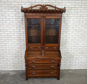 lot 204 image: Beautiful Antique Secretary Desk W Top Cabinet - NO SHIPPING