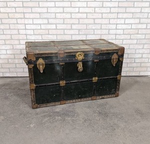 lot 215 image: Antique Trunk with Leather Handles - NO SHIPPING