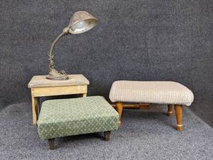 lot 322 image: Gooseneck EAGLE Desk Lamp and (3) Footstools - NO SHIPPING
