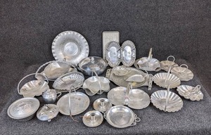 lot 325 image: Huge lot of Pressed Aluminum Serving and Dcor Pieces