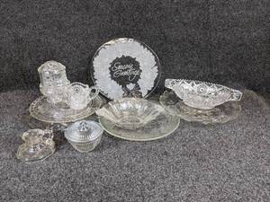 lot 328 image: Lot of Glass Serveware and Dcor - NO SHIPPING